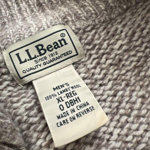 LL Bean Oatmeal Speckle Lambs Wool Knit Henley Front Mens XL - Picture 4 of 6